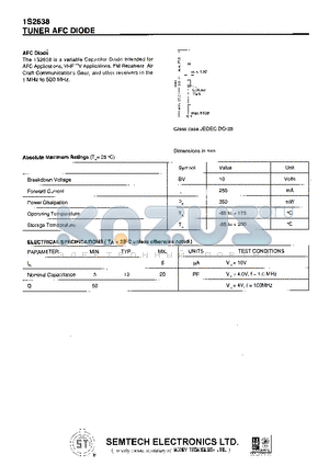 1S2638 datasheet - TUNER AFC DIODE