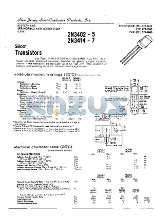 2N3402 datasheet - SILICON TRANSISTORS