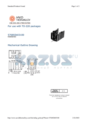 576802B03100 datasheet - For use with TO-220 packages