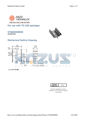 576602T00000 datasheet - For use with TO-220 packages