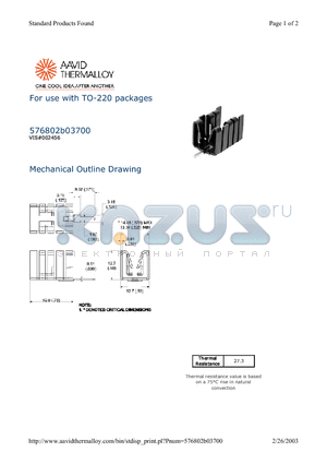 576802B03700 datasheet - For use with TO-220 packages