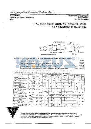 2N342 datasheet - N-P-N GROWN SILICON TRANSISTORS