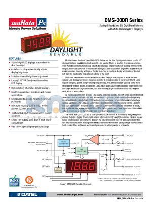 DMS-30DR-2-R-C datasheet - Sunlight Readable, 3m Digit Panel Meters with Auto-Dimming LED Displays