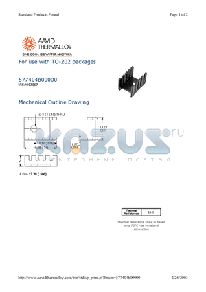 577404B00000 datasheet - For use with TO-202 packages