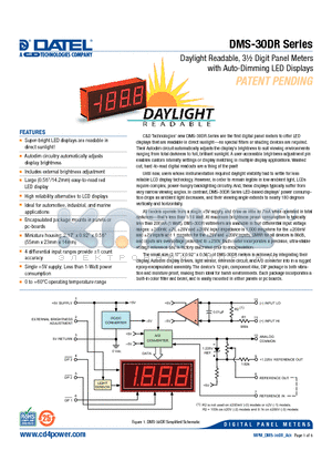 DMS-30DR-3 datasheet - Daylight Readable, 3m Digit Panel Meters with Auto-Dimming LED Displays