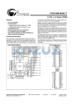 CY62148BLL-70SI datasheet - 512K x 8 Static RAM