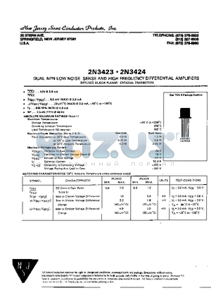 2N3423 datasheet - DUAL NPN LOW NOISE SENSE