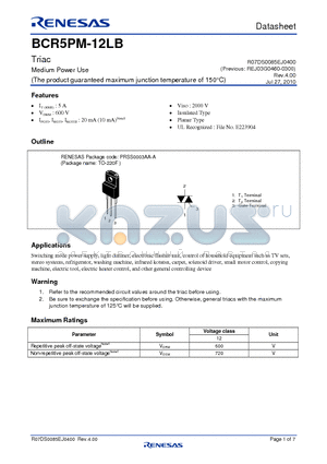 BCR5PM-12LB-A8 datasheet - Triac