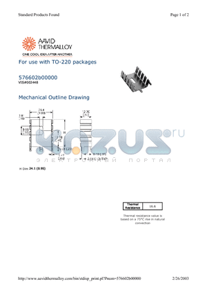 576602B00000 datasheet - For use with TO-220 packages