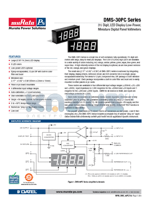 DMS-30PC-0-RL-C datasheet - 3m Digit, LED Display Low-Power, Miniature Digital Panel Voltmeters