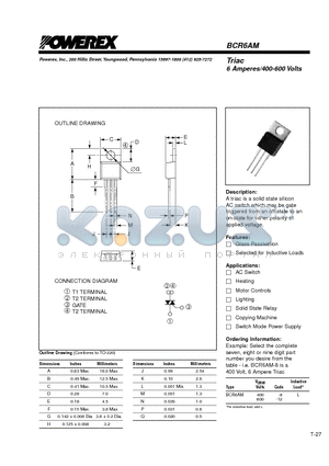 BCR6 datasheet - Triac 6 Amperes/400-600 Volts