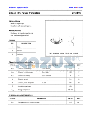 2N3446 datasheet - Silicon NPN Power Transistors