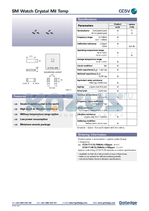 CC5V-T1A datasheet - SM Watch Crystal Mil Temp