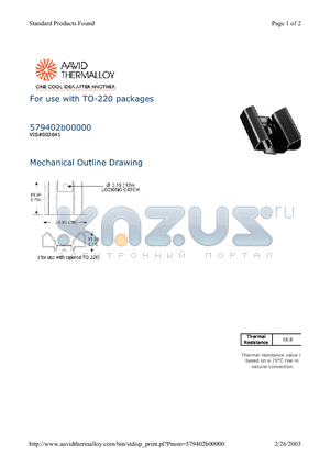 579402B00000 datasheet - For use with TO-220 packages