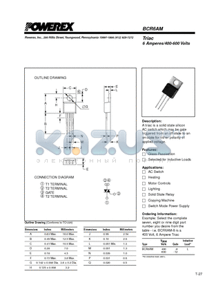 BCR6AM-12L datasheet - Triac 6 Amperes/400-600 Volts