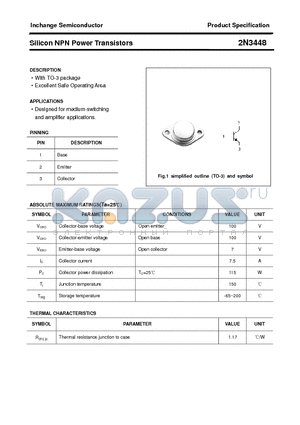 2N3448 datasheet - Silicon NPN Power Transistors