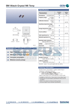 CC5V-T1A/M datasheet - SM Watch Crystal Mil Temp