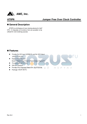 ATXP6 datasheet - Jumper Free Over Clock Controller