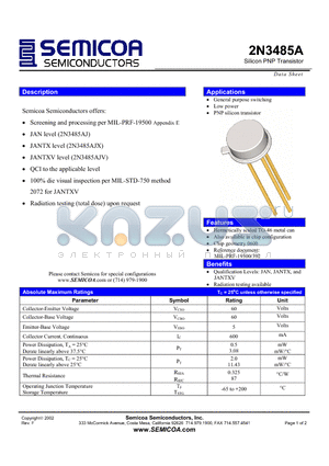 2N3485A datasheet - Silicon PNP Transistor