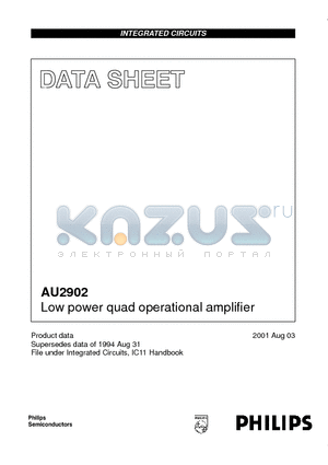 AU2902D datasheet - Low power quad operational amplifier