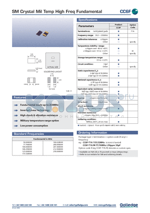 CC6F datasheet - SM Crystal Mil Temp High Freq Fundamental