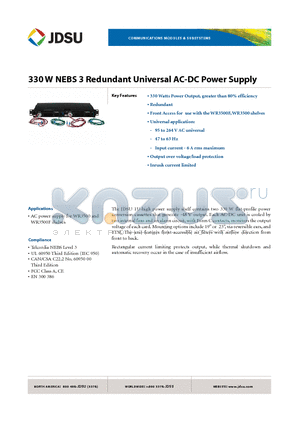 DMS-3500PWR02 datasheet - 330 W NEBS 3 Redundant Universal AC-DC Power Supply