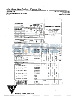 2N3498 datasheet - GENERAL PURPOSE TRANSISTOR