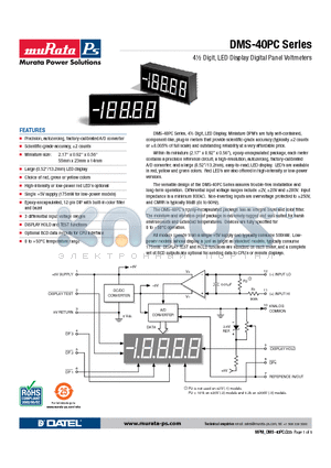 DMS-40PC datasheet - 4m Digit, LED Display Digital Panel Voltmeters