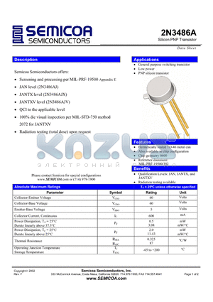 2N3486A_02 datasheet - Silicon PNP Transistor