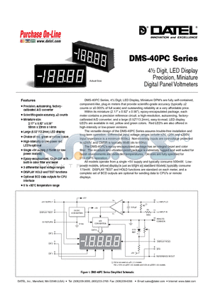 DMS-40PC-1-RL-BCD datasheet - 4 1/2Digit, LED Display Precision, Miniature Digital Panel Voltmeters