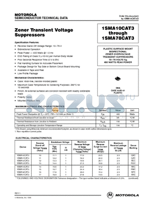 1SMA10CAT3 datasheet - Zener Transient Voltage Suppressors