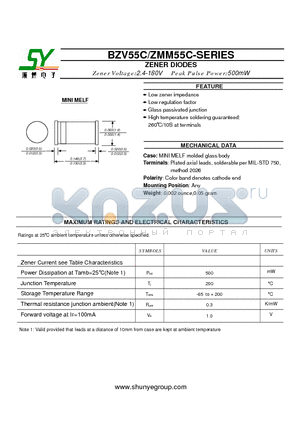 BZV55C9V1 datasheet - ZENER DIODES