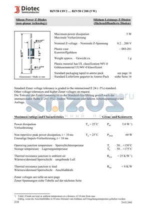 BZV58C110 datasheet - Silicon-Power-Z-Diodes (non-planar technology)