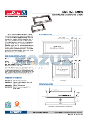 DMS-BZL1-C datasheet - Panel Mount Bezels for DMS Meters