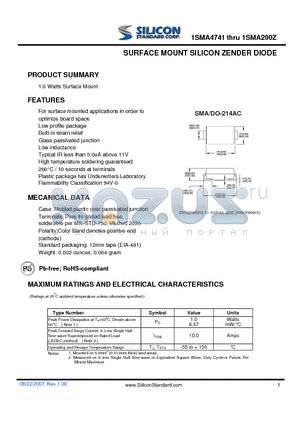 1SMA120Z datasheet - SURFACE MOUNT SILICON ZENDER DIODE