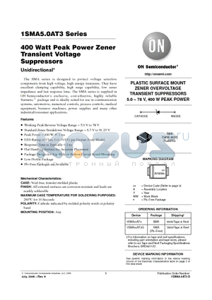 1SMA12AT3G datasheet - 400 Watt Peak Power Zener Transient Voltage Suppressors