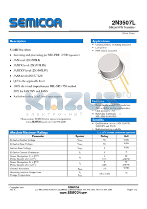 2N3507L_07 datasheet - Silicon NPN Transistor