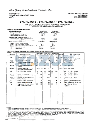 2N3568 datasheet - NPN SMALL SIGNAL GENERAL PURPOSE AMPLIFIERS