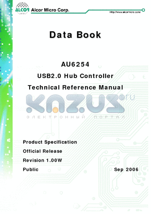 AU6254 datasheet - USB2.0 Hub Controller