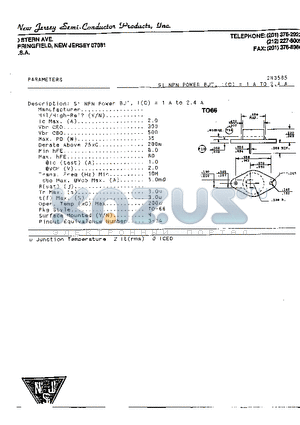 2N3585 datasheet - SI NPN POWER BJT