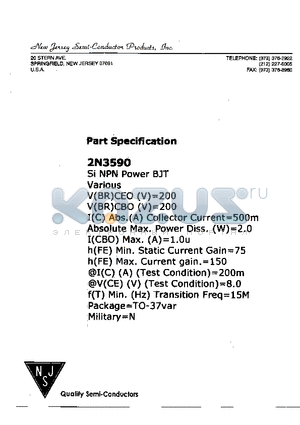 2N3590 datasheet - SI NPN POWER BJT