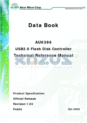 AU6386 datasheet - USB2.0 Flash Disk Controller