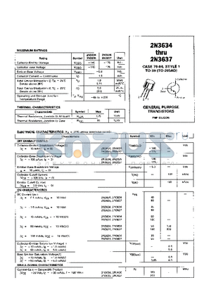 2N3637 datasheet - GENERAL PURPOSE TRANSISTOR (PNP SILICON)