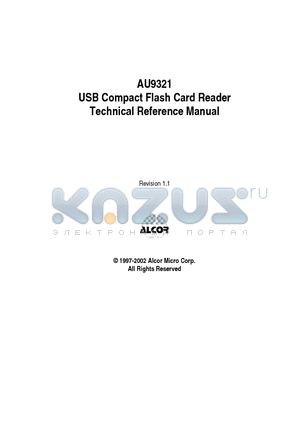 AU9321 datasheet - USB Compact Flash Card Reader Technical Reference Manual