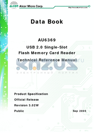 AU6369 datasheet - USB 2.0 Single-Slot Flash Memory Card Reader