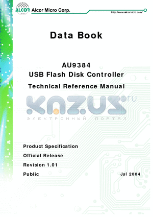 AU9384 datasheet - USB Flash Disk Controller