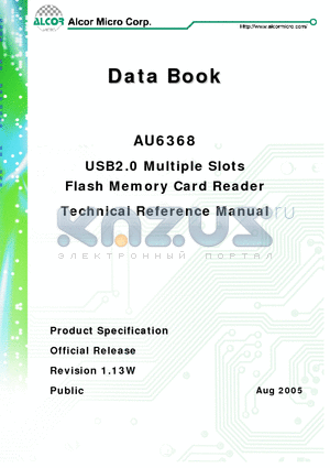 AU6368 datasheet - USB2.0 Multiple Slots Flash Memory Card Reader
