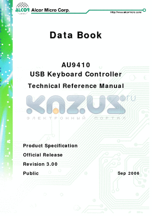 AU9410_06 datasheet - USB Keyboard Controller