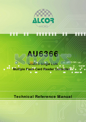 AU6366 datasheet - USB2.0 Single LUN Multiple Flash Card Reader Controller