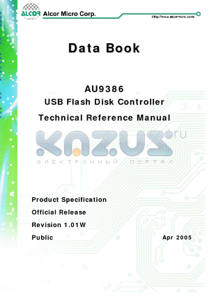 AU9386 datasheet - USB Flash Disk Controller